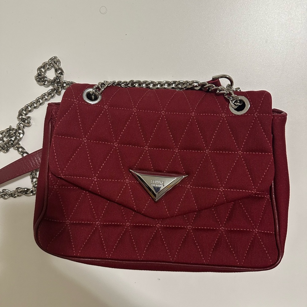 Schutz Burgundy Quilted Chain Shoulder Bag
